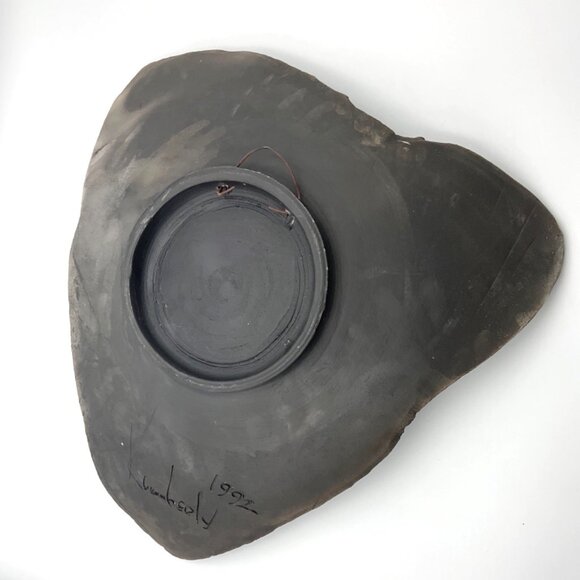 Signed Kimmberly Ioane 1992 Raku Ceramic Abstract Art Plate Wall Hanging Copper - Picture 4 of 14